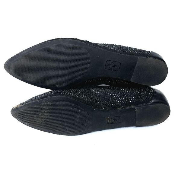 Jennifer Lopez Black Crystal Semi Sheer Pointy Toe Shoes Dress Flats Sz 9 - Picture 8 of 11